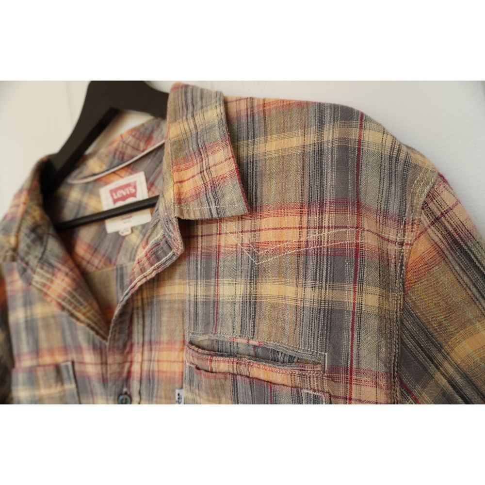 Levi's Madras Plaid Button Down Shirt Size XL